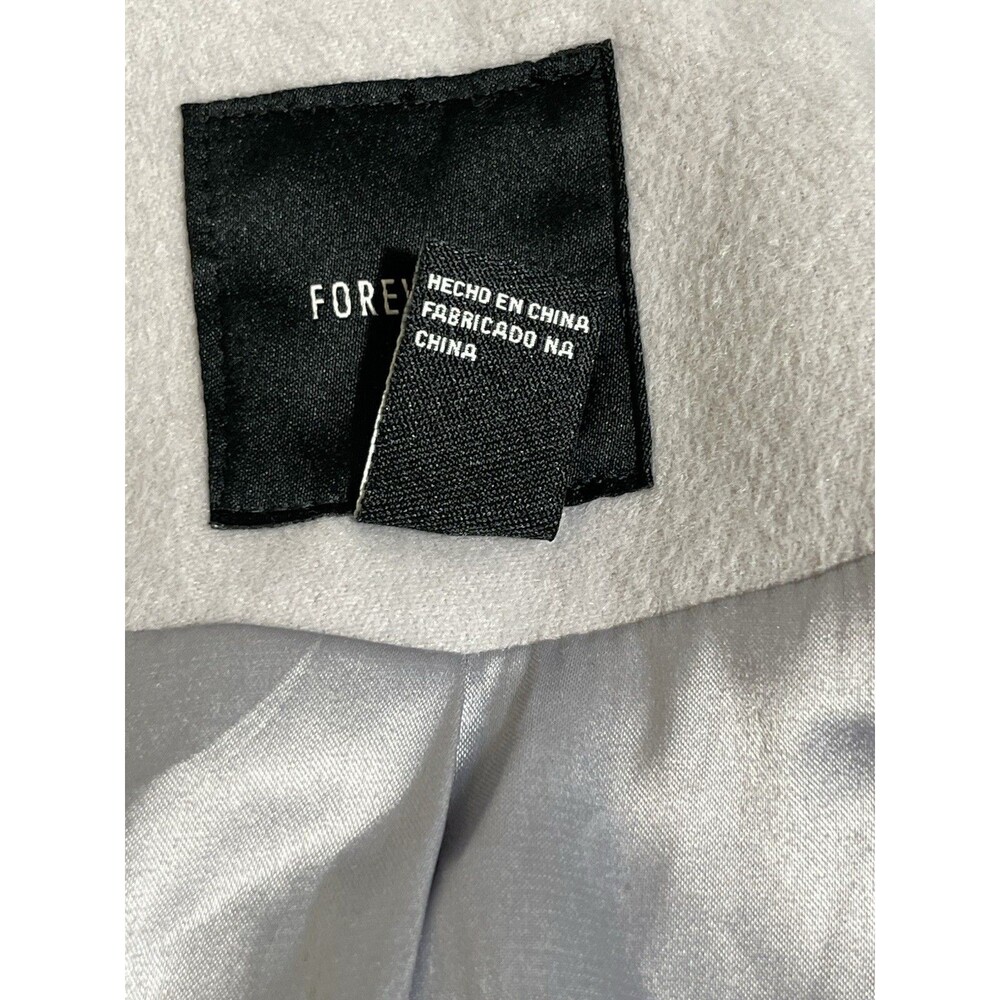 Forever21 Women Faux Fur-Trim Faux Suede Wrap Coat Sz M Grey - Picture 11 of 16